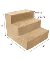 Home Base 3-Step Dogs Stairs for Bed, Dog Step for Couch and High Bed, Non Slip Ramp, High Density Foam Pet Stair for Cats and Dogs