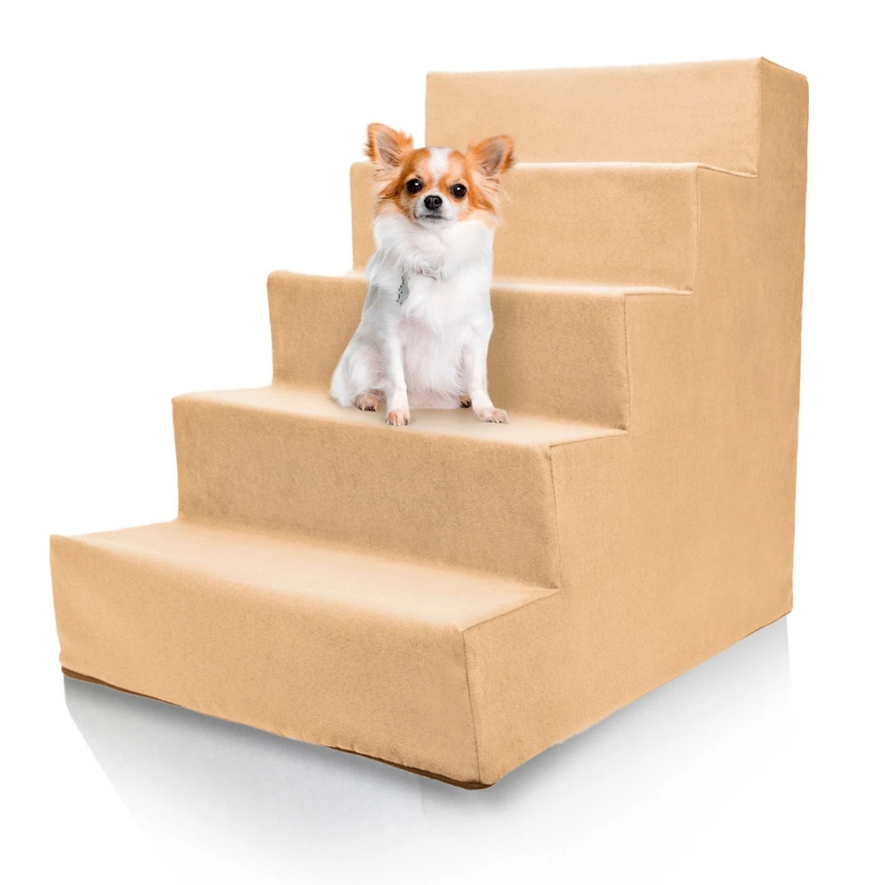 Home Base 5-Step Dog Stairs for Bed, Dog Steps for Couch, Pet Stair for Cats and Dogs Non-Slip and High Density Foam