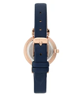 Anne Klein Women's Navy Blue Leather Strap Watch 30mm