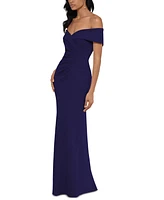 Xscape Off-The-Shoulder Ruched Gown