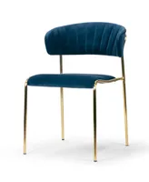 Glamour Home Set of 2 Andre Velvet Dining Chair with Metal Legs and Decorative Stitching