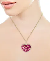 Effy Ruby (4-3/4 ct. t.w.) & Diamond (1/3 ct. t.w.) Heart 18" Pendant Necklace in 14k Gold