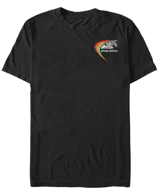 Fifth Sun Star Wars Men's Rainbow Stroke Millennium Falcon Left Chest Logo Short Sleeve T-Shirt