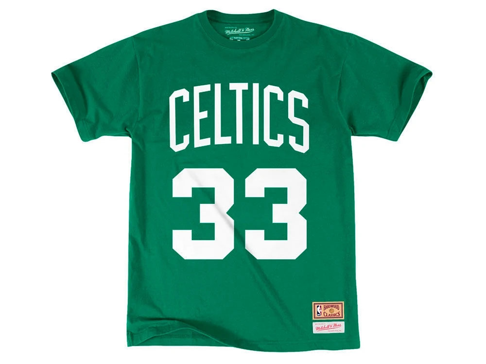 Mitchell & Ness Boston Celtics Men's Larry Bird Hardwood Print Player T-Shirt