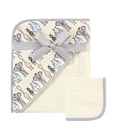 Hudson Baby Girls and Boys Safari Hooded Towel Washcloth, Pack of 2