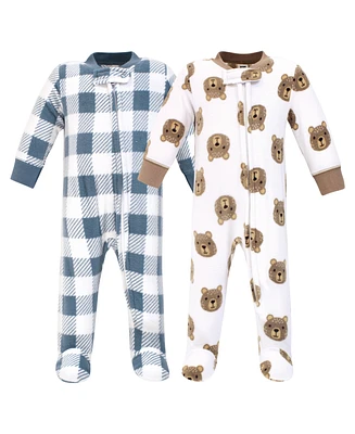 Hudson Baby Baby Boys Fleece Zipper Sleep and Play 2pk Bear