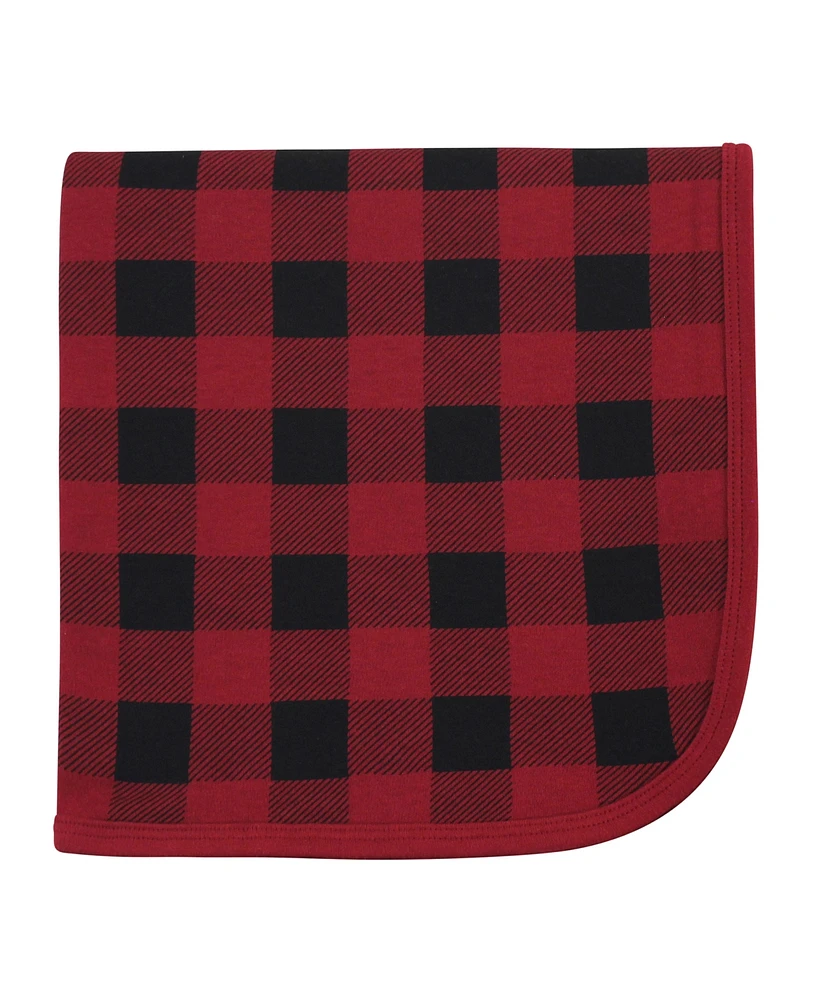 Touched by Nature Baby Girls and Boys Buffalo Plaid Swaddle, Receiving and Multi-purpose Blanket