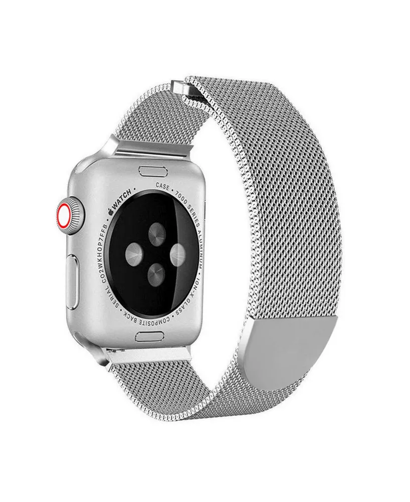 Posh Tech Men's and Women's Apple Silver-Tone Stainless Steel Replacement Band 44mm - Silver