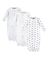 Touched by Nature Baby Boys Organic Cotton Zipper Long-Sleeve Gowns 3pk