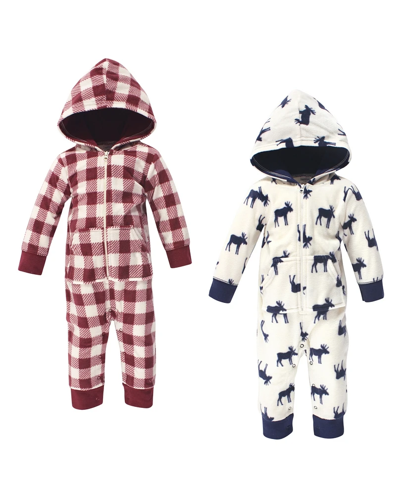 Little Treasure Baby Boys Treasure Fleece Jumpsuits and Coveralls 2pk, Moose, 18-24 Months