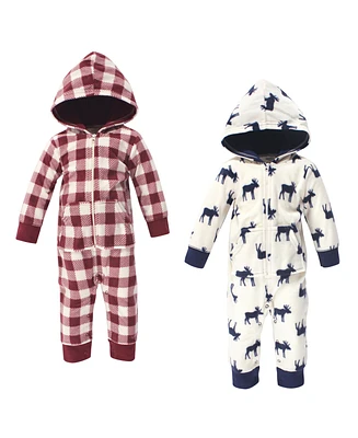 Little Treasure Baby Boys Treasure Fleece Jumpsuits and Coveralls 2pk, Moose, 18-24 Months