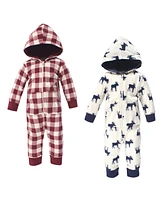 Little Treasure Baby Boys Treasure Fleece Jumpsuits and Coveralls 2pk, Moose, 18-24 Months