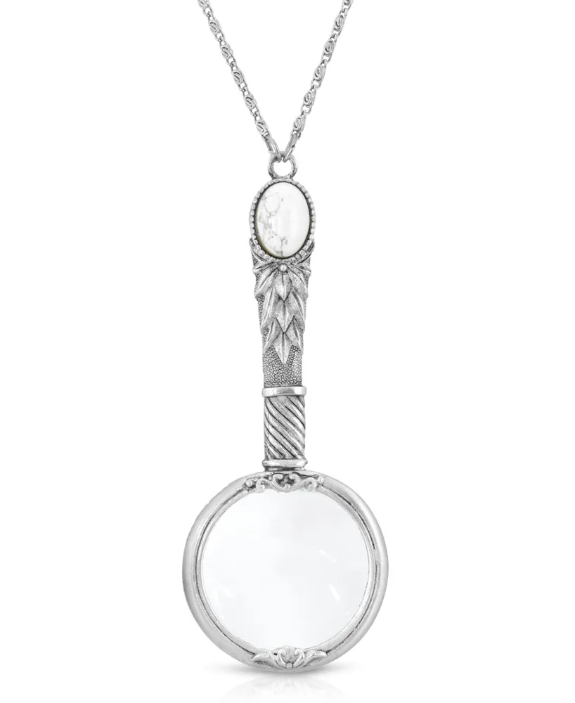 2028 Silver-tone Magnifying Glass Pendant 30 Necklace
