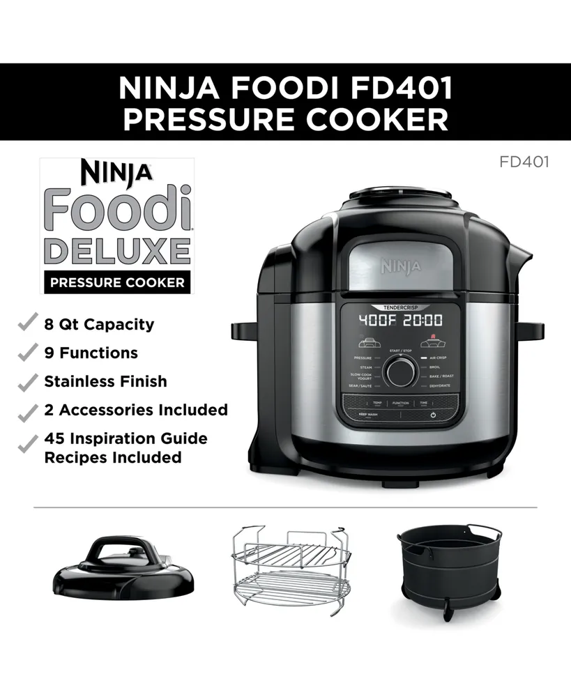 Ninja Foodi FD401 8 Qt. 12-in-1 Deluxe Xl Pressure Cooker & Air Fryer in Stainless Steel