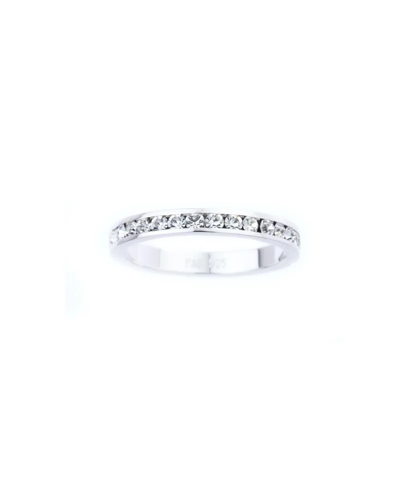 Crystal Birthstone Stackable ring Sterling Silver