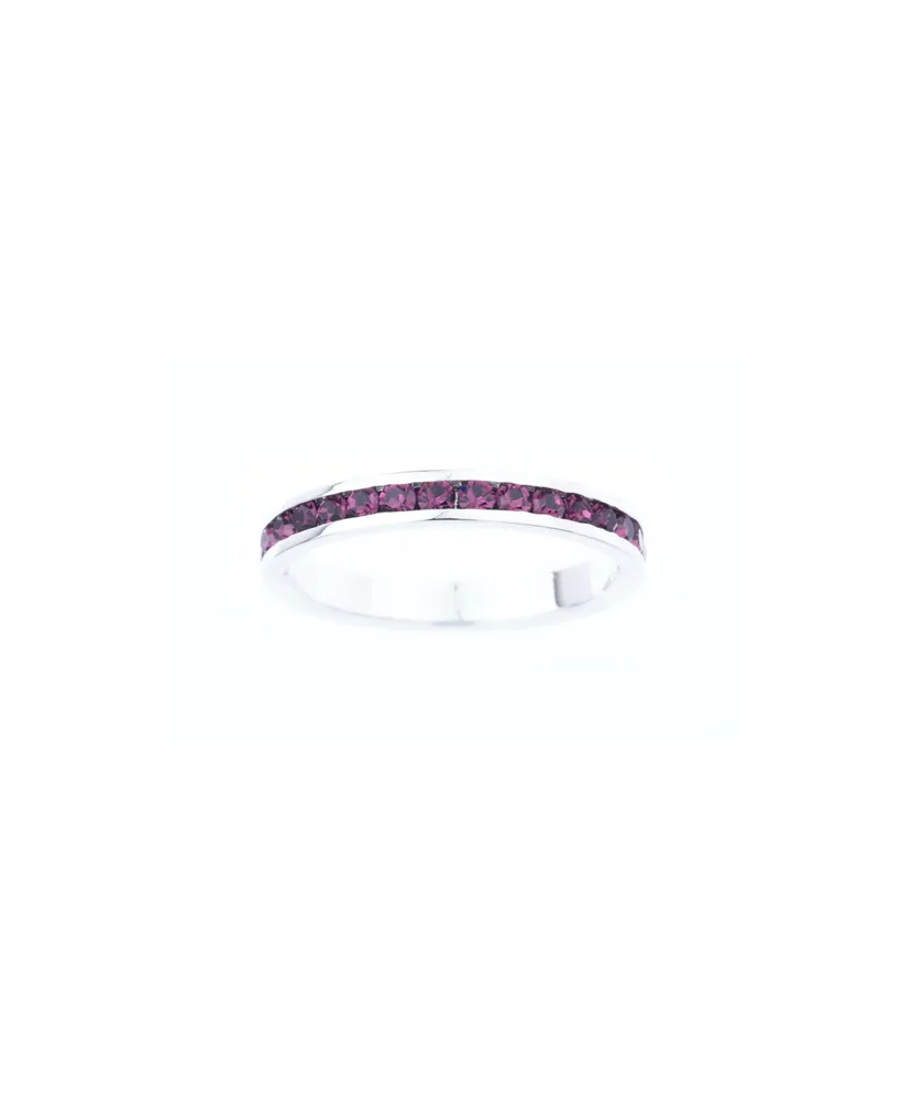 Crystal Birthstone Stackable ring in Sterling Silver