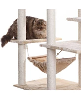 Armarkat 72" Beige Real Wood Cat Tree with Condo, Scratching Post and Multiple Perches