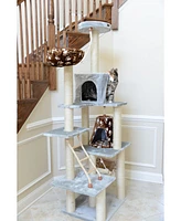 Armarkat Real Wood Cat Climber Play House, A7802 Cat furniture With Playhouse, Lounge Basket