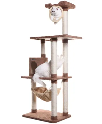 Armarkat 70" Real Wood Cat Tree With Scratch Posts & Hammock