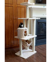 Armarkat 70" Real Wood Cat Furniture, Ultra Thick Faux Fur Covered Cat Condo House A7005, Beige