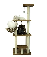 Armarkat Brown Carpet Real Wood Cat Furniture Pressed Wood Kitty Tower A6403 with Scratch Pads and Hanging Toy