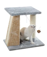 Armarkat X2001 Two-Level Platform Real Wood Scratcher with Sisal Carpet Board for Small Cats