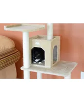 Armarkat GleePet GP78571021 57-Inch Real Wood Cat Tree In Beige With Two-Door Condo