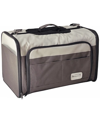 Armarkat AirlIne Approved Pet Carrier, Soft Sided Pet Travel Carrier 4 Sides Expandable Cat Carrier With Fleece Pad for Cats, Puppy and Small Dogs PC1