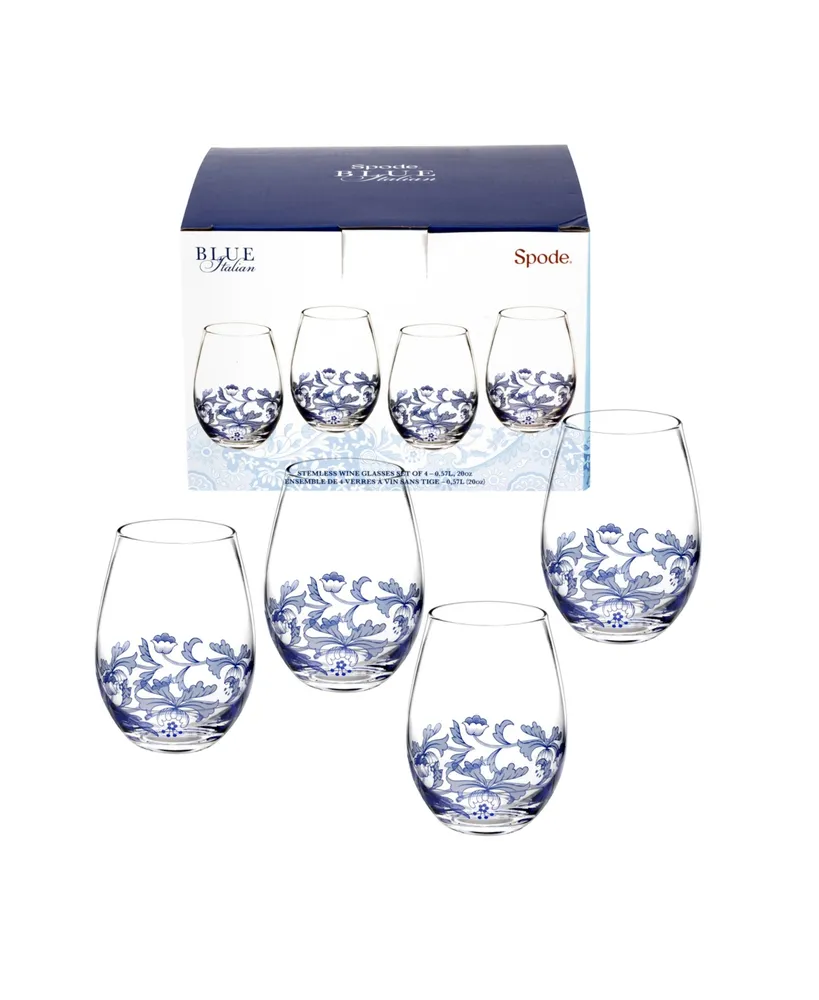 Spode Blue Italian Stemless Wine Glasses