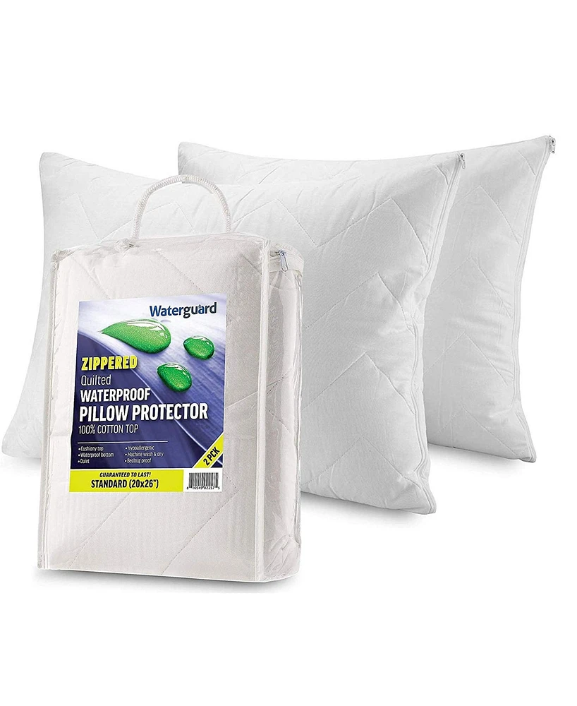 Waterguard Quilted Waterproof and Hypoallergenic Pillow Covers - Standard Size