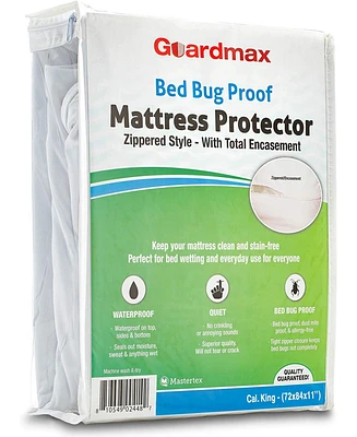 Guardmax Waterproof Zippered Mattress Encasement - California King Size (11-13 Deep) - White