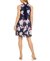 Robbie Bee Women's Sleeveless Mock-Neck Chiffon A-Line Dress