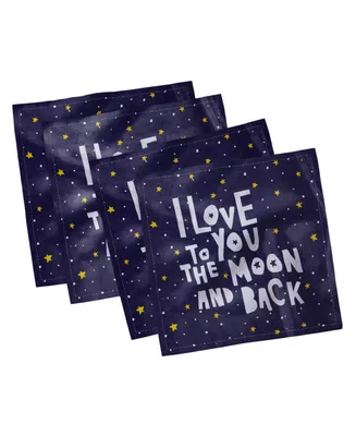 Ambesonne I Love You to the Moon and Back Set of 4 Napkins, 12" x 12"