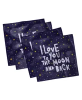 Ambesonne I Love You to the Moon and Back Set of 4 Napkins, 12" x 12"