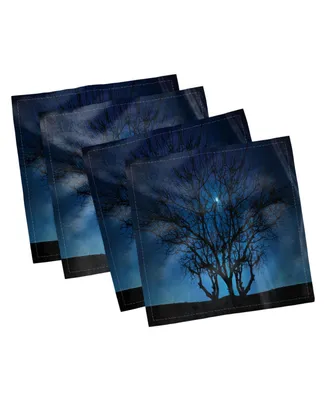 Ambesonne Night Tree Set of 4 Napkins