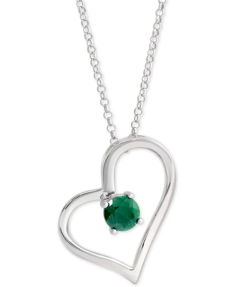 Emerald Heart 18" Pendant Necklace (1/2 ct. t.w.) in Sterling Silver