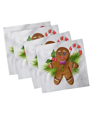 Ambesonne Gingerbread Man Set of 4 Napkins
