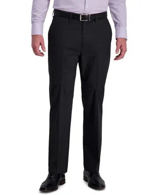 J.m. Haggar Men's 4-Way Stretch Textured Grid Classic Fit Flat Front Performance Dress Pant