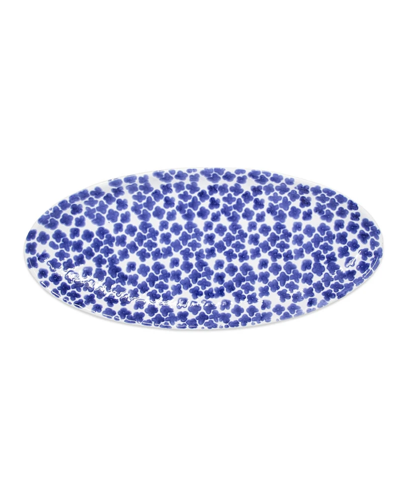 Vietri Santorini Flower Narrow Oval Platter