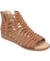 Journee Collection Women's Delilah Gladiator Sliver Wedge Sandals