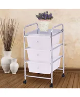 Costway 3 Drawers Metal Rolling Storage Cart Scrapbook Supply & Paper Home Office