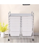 12 Drawer Rolling Storage Cart Scrapbook Paper Office School Organizer