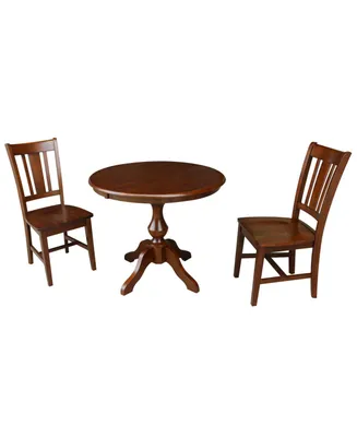 International Concepts 36" Round Extension Dining Table with 2 Rta Chairs