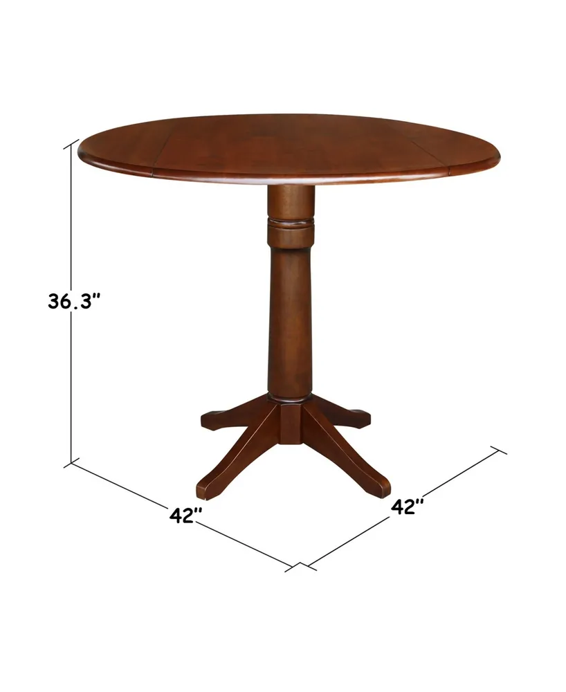 International Concepts 42" Round Dual Drop Leaf Pedestal Table