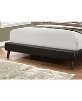 Monarch Specialties Bed - Queen Size Leather- Look with Wood Legs