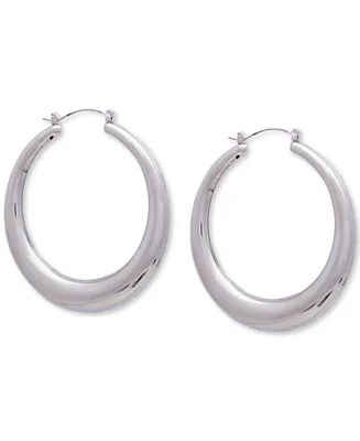 Guess Silver-Tone Large Graduated Tubular Hoop Earrings, 2.5"