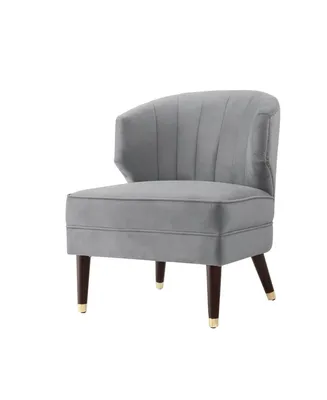 Nicole Miller Cybele Velvet Channel Back Accent Chair with Nailhead Trim