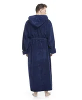 Arus Mens Soft Fleece Robe Ankle Length Hooded Turkish Bathrobe