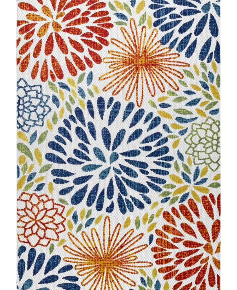 nuLoom Claudia Transitional Floret Multi 5' x 8' Outdoor Area Rug