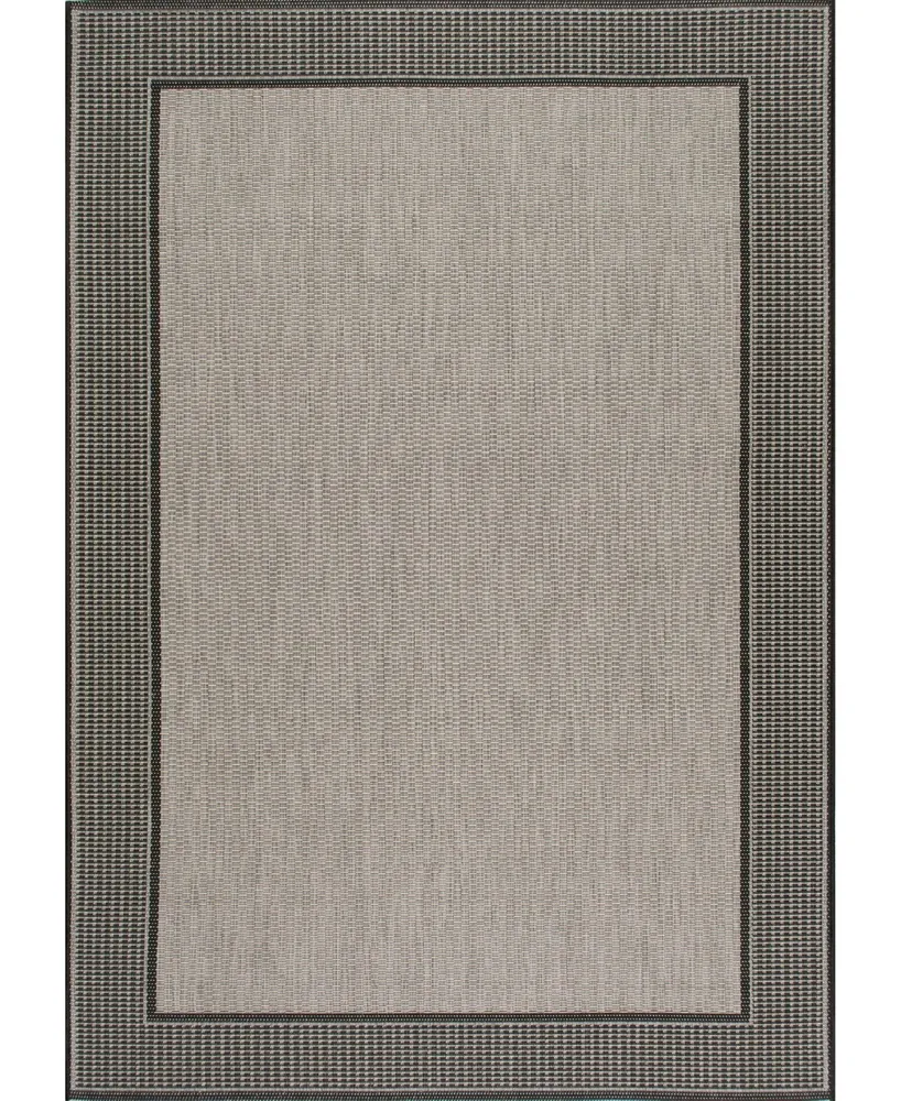 nuLoom Dawn Gris Border Gray 6'3" x 9'2" Outdoor Area Rug